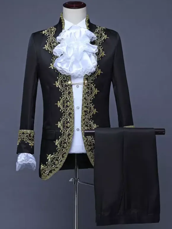 Red Vintage Set Art Deco/Retro Polyester Long Sleeves Retro Costumes For Man