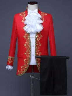 Red Vintage Set Art Deco/Retro Polyester Long Sleeves Retro Costumes For Man