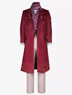 Red Vintage Set Retro Polyester Long Sleeves Retro Costumes For Man Burgundy
