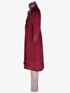 Red Vintage Set Retro Polyester Long Sleeves Retro Costumes For Man Burgundy