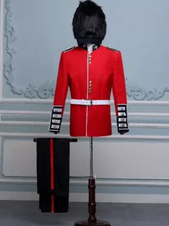 Red Vintage Set Royal Long Sleeves Polyester Polyester Fiber Hat Retro Costumes For Man