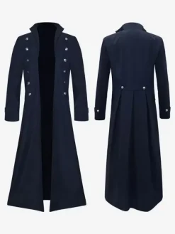 Red Vintage Top Retro Long Sleeves Polyester Polyester Fiber Overcoat Retro Costumes For Man Burgundy