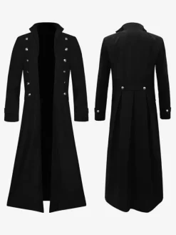 Red Vintage Top Retro Long Sleeves Polyester Polyester Fiber Overcoat Retro Costumes For Man Burgundy