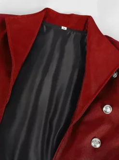 Red Vintage Top Retro Long Sleeves Polyester Polyester Fiber Overcoat Retro Costumes For Man Burgundy