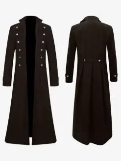 Red Vintage Top Retro Long Sleeves Polyester Polyester Fiber Overcoat Retro Costumes For Man Burgundy
