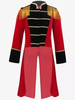 Red Vintage Top Retro Polyester Fringe Long Sleeves Retro Costumes For Man Burgundy