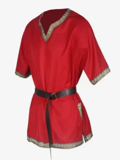 Red Vintage Top Retro Short Sleeves Shirt Retro Costumes For Man Burgundy