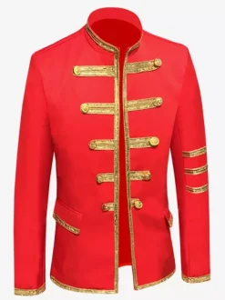 Red Vintage Top Vintage Polyester Long Sleeves Retro Costumes For Man