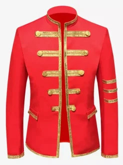 Red Vintage Top Vintage Polyester Long Sleeves Retro Costumes For Man