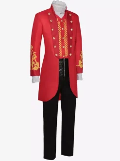 Red Vintage Victorian Tuxedo Buttons Long Sleeves Overcoat Retro Costumes For Man