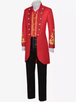 Red Vintage Victorian Tuxedo Buttons Long Sleeves Overcoat Retro Costumes For Man