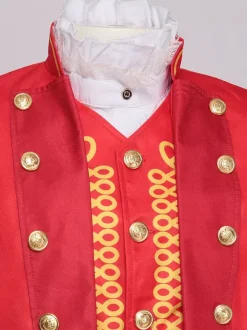 Red Vintage Victorian Tuxedo Buttons Long Sleeves Overcoat Retro Costumes For Man