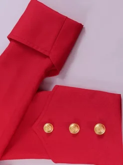 Red Vintage Vintage Buttons Long Sleeves Polyester Cravat Retro Costumes For Man Burgundy