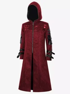 Red Vintage Vintage Long Sleeves Overcoat Retro Costumes For Man Burgundy