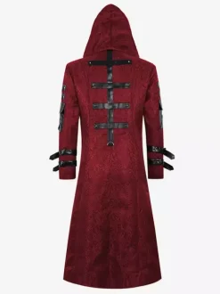 Red Vintage Vintage Long Sleeves Overcoat Retro Costumes For Man Burgundy