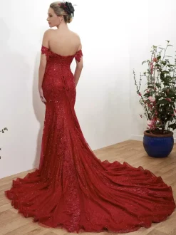 Red Wedding Dresses Tulle Bridal Gown Applique Evening Party Dresses Free Customization