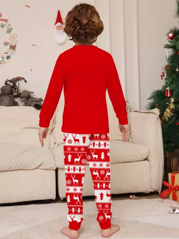 Red White Christmas Tree Reindeer Print Family Pajamas Holiday 2026