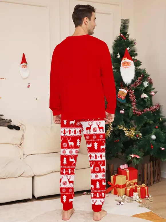 Red White Christmas Tree Reindeer Print Family Pajamas Holiday 2026