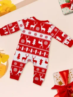 Red White Christmas Tree Reindeer Print Family Pajamas Holiday 2026