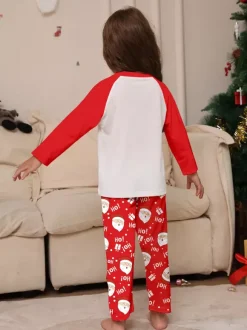 Red White Raglan Santa Print Family Christmas Pajamas 2026