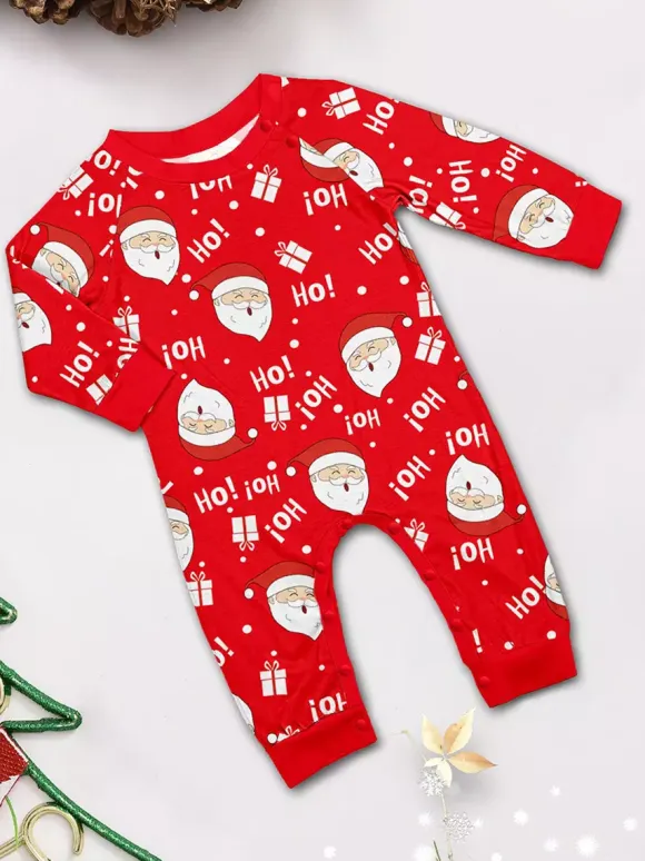 Red White Raglan Santa Print Family Christmas Pajamas 2026