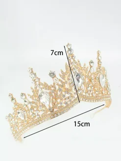 Red Women Queen Crown Princess Synthetic Gemstones Tiaras Women's Royal Masquerade Party Accessory