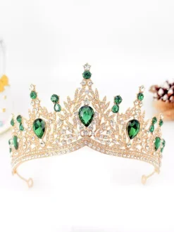 Red Women Queen Crown Princess Synthetic Gemstones Tiaras Women's Royal Masquerade Party Accessory