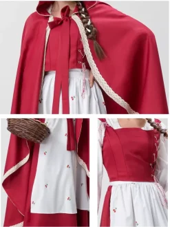 Red Women's Elegant Top Apron Polyester Set Holidays Costumes Burgundy