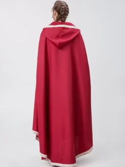 Red Women's Elegant Top Apron Polyester Set Holidays Costumes Burgundy