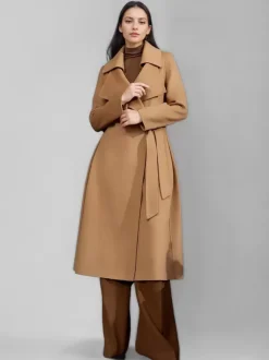 Red Wool Cashmere Blend Coat For Woman Burgundy Double-breasted Double-Faced Winter Outerwear 2026