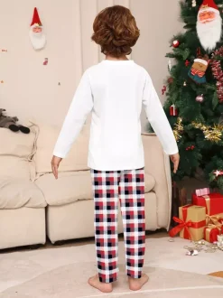 Reindeer And Santa Print Plaid Matching Family Christmas Pajamas 2026