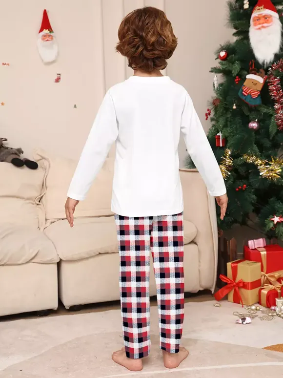 Reindeer And Santa Print Plaid Matching Family Christmas Pajamas 2026
