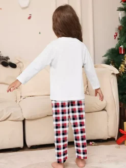 Reindeer And Santa Print Plaid Matching Family Christmas Pajamas 2026