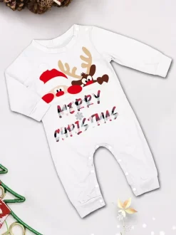 Reindeer And Santa Print Plaid Matching Family Christmas Pajamas 2026