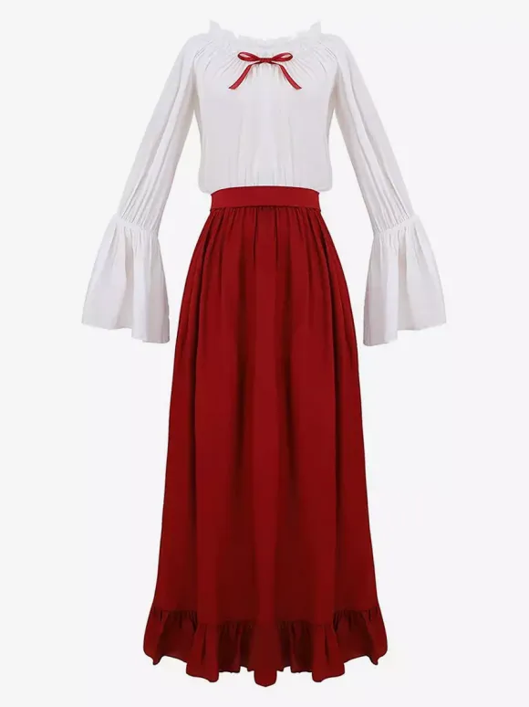 Renaissance Medieval Irish Clothing Flare Sleeve Dress Hooded Women's Clothing Retro Gothic Queen's Dress