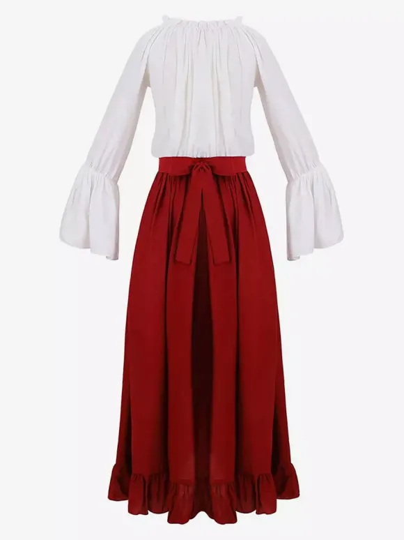 Renaissance Medieval Irish Clothing Flare Sleeve Dress Hooded Women's Clothing Retro Gothic Queen's Dress