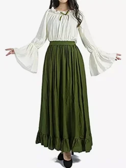 Renaissance Medieval Irish Clothing Flare Sleeve Dress Hooded Women's Clothing Retro Gothic Queen's Dress