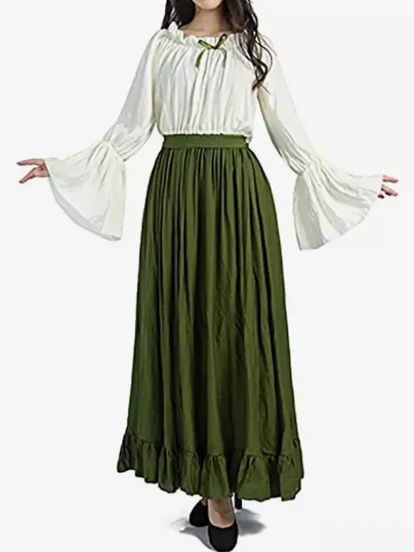 Renaissance Medieval Irish Clothing Flare Sleeve Dress Hooded Women's Clothing Retro Gothic Queen's Dress