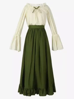 Renaissance Medieval Irish Clothing Flare Sleeve Dress Hooded Women's Clothing Retro Gothic Queen's Dress