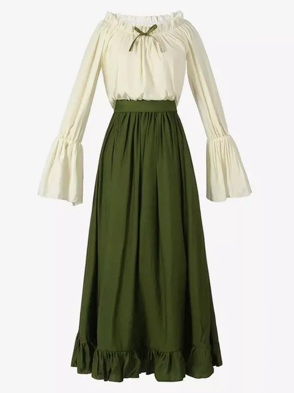 Renaissance Medieval Irish Clothing Flare Sleeve Dress Hooded Women's Clothing Retro Gothic Queen's Dress