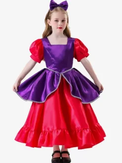 Retro Costumes Rose Women's Elegant Dress Choker Color Block Set Costumes