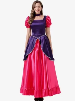 Retro Costumes Rose Women's Elegant Dress Choker Color Block Set Costumes