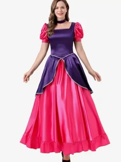 Retro Costumes Rose Women's Elegant Dress Choker Color Block Set Costumes