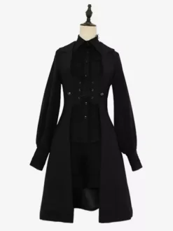 Retro dark medieval Prince Lolita Lace-up Long Vest