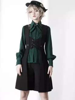 Retro dark medieval Prince Lolita Lace-up Long Vest