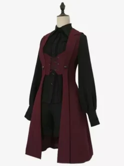 Retro dark medieval Prince Lolita Lace-up Long Vest