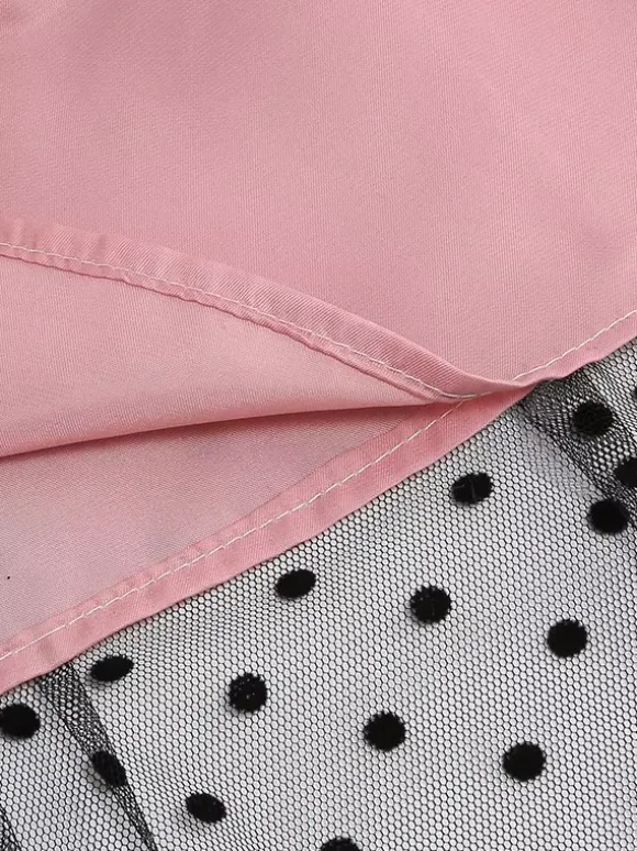 Retro Glamour Dress 1950s Style Jewel Neck Layered Short Sleeves Medium Polka Dot Rockabilly Dress