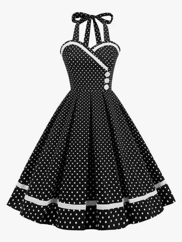 Retro Glamour Dress 1950s Style Burgundy Layered Buttons Sleeveless Sweetheart Neck Swing Dress
