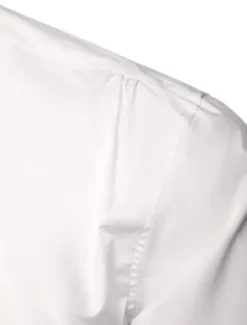 Retro Steampunk Shirts Men's White Long Sleeve Stand Collar Vintage Dress Shirts