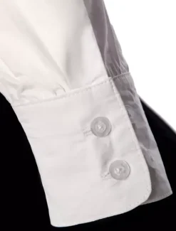 Retro Steampunk Shirts Men's White Long Sleeve Stand Collar Vintage Dress Shirts